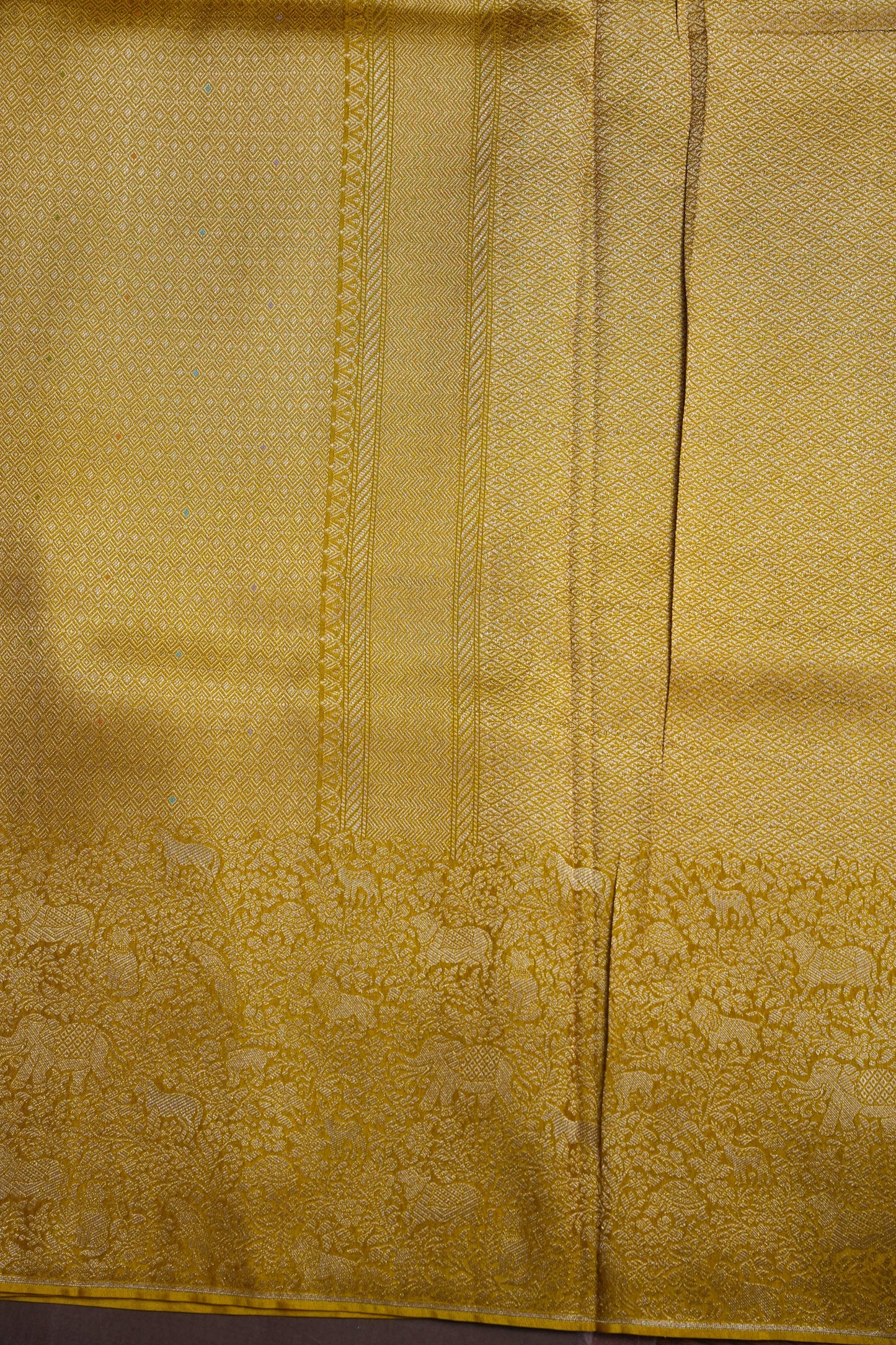 Shikargah Soft Banarasi Silk Saree–Yellow