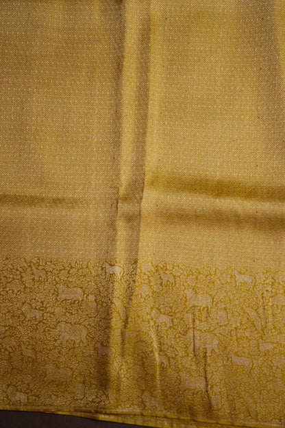 Shikargah Soft Banarasi Silk Saree–Yellow