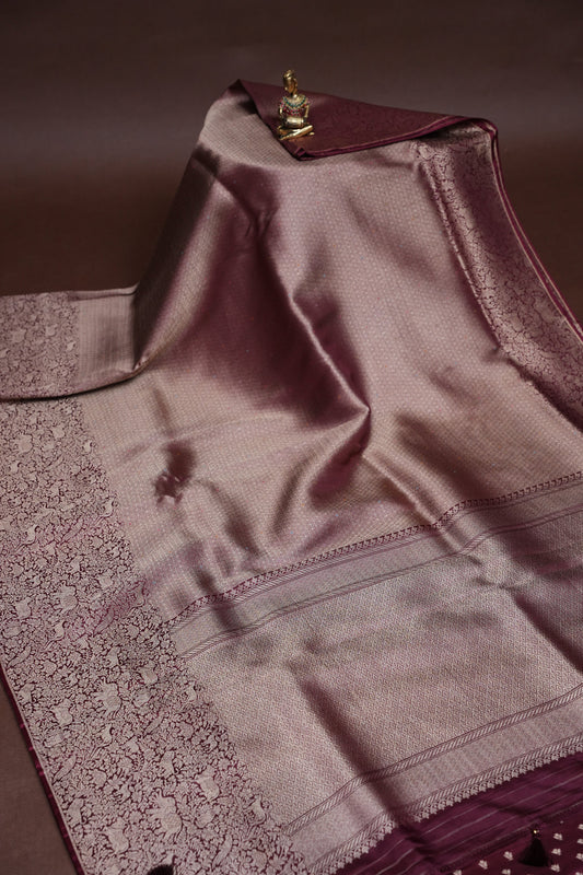 Shikargah Soft Banarasi Silk Saree–Wine