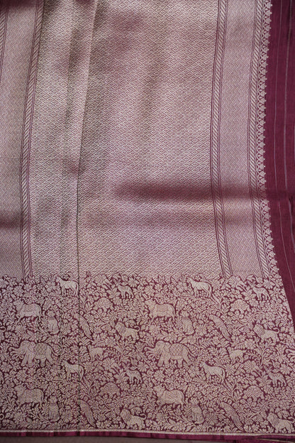 Shikargah Soft Banarasi Silk Saree–Wine