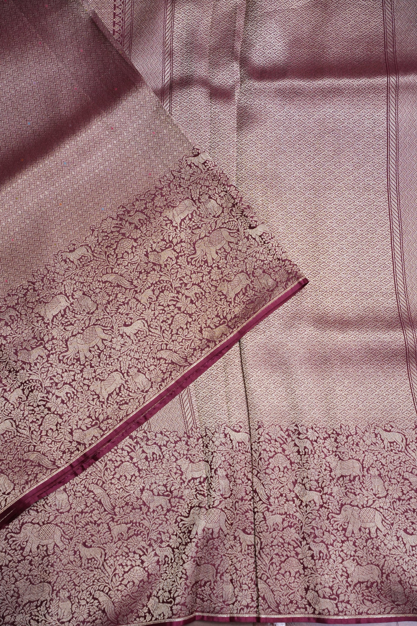 Shikargah Soft Banarasi Silk Saree–Wine