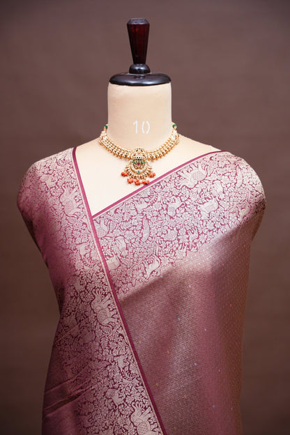 Shikargah Soft Banarasi Silk Saree–Wine