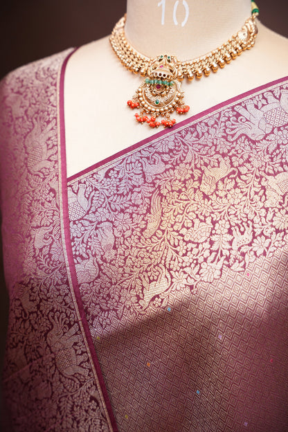 Shikargah Soft Banarasi Silk Saree–Wine