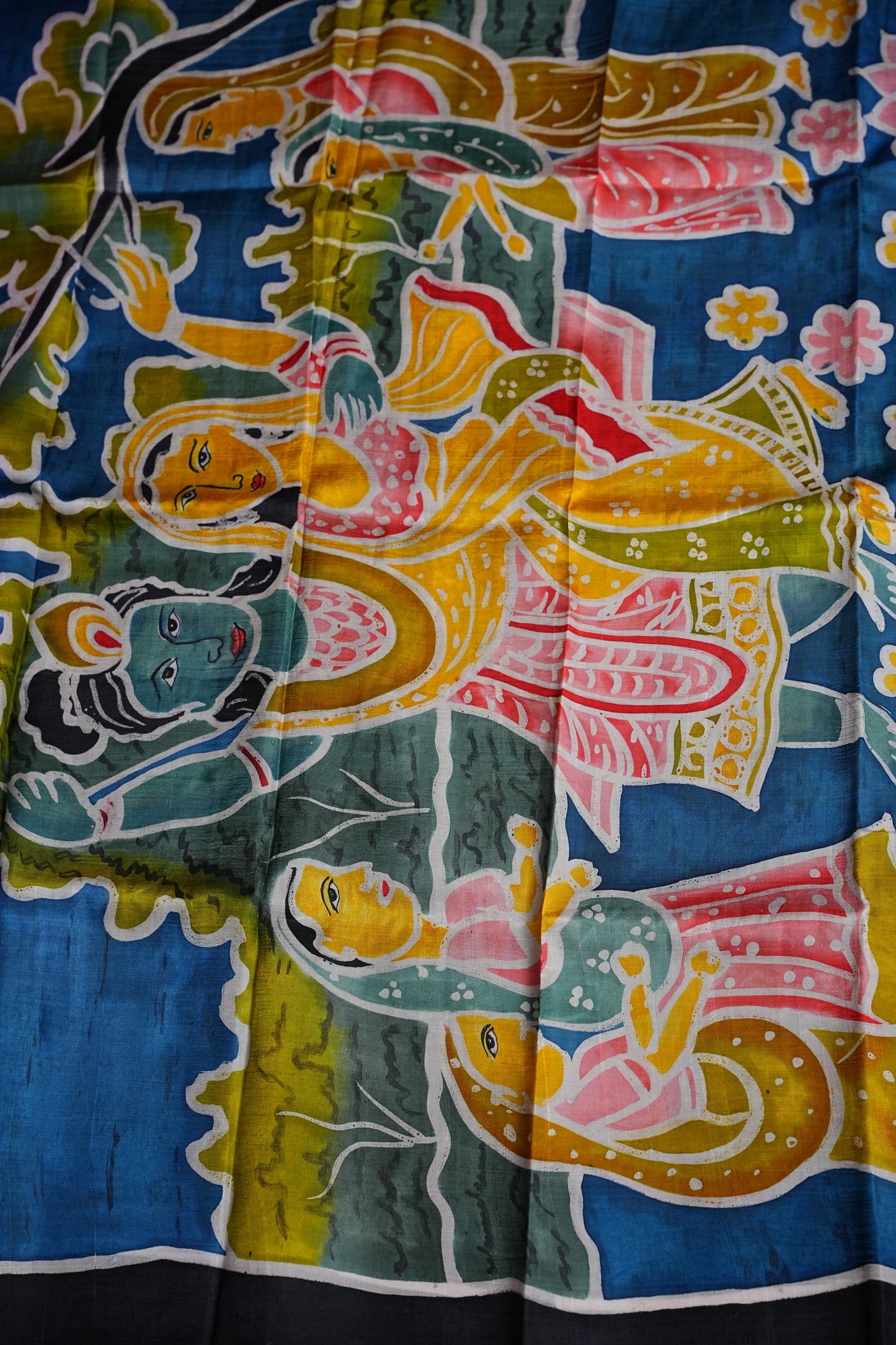 Purely Handpainted Batik Floral On Pure Tussar Silk Saree - Lavender|Silk Mark Certified