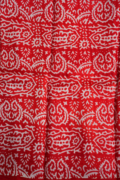 Purely Handpainted Classic On Pure Tussar Silk Saree - White & Red|Silk Mark Certified