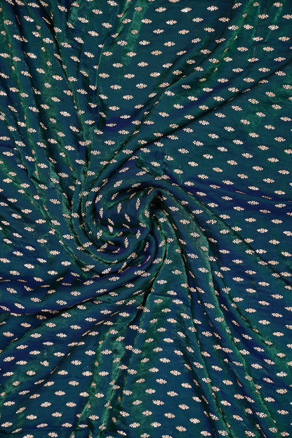 Dual Tone Peacock Blue & Emerald Green Party Wear Saree with Gold Stone Butta Work