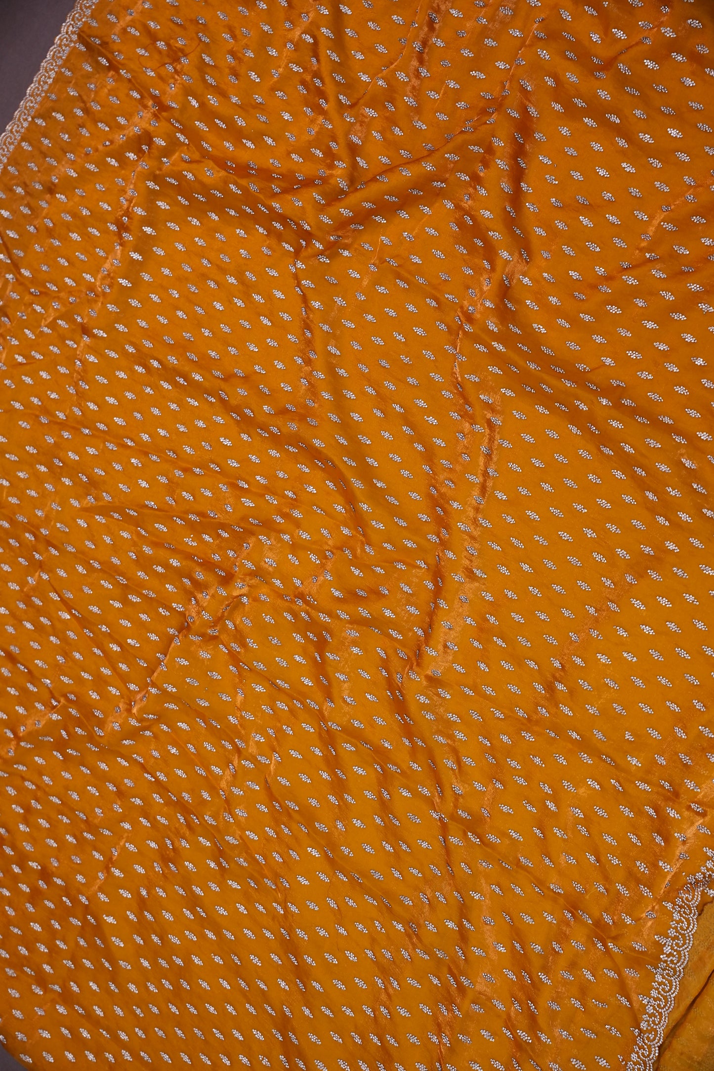 Mustard Gold Party Wear Saree with Gold Stone Butta & Embellished Border