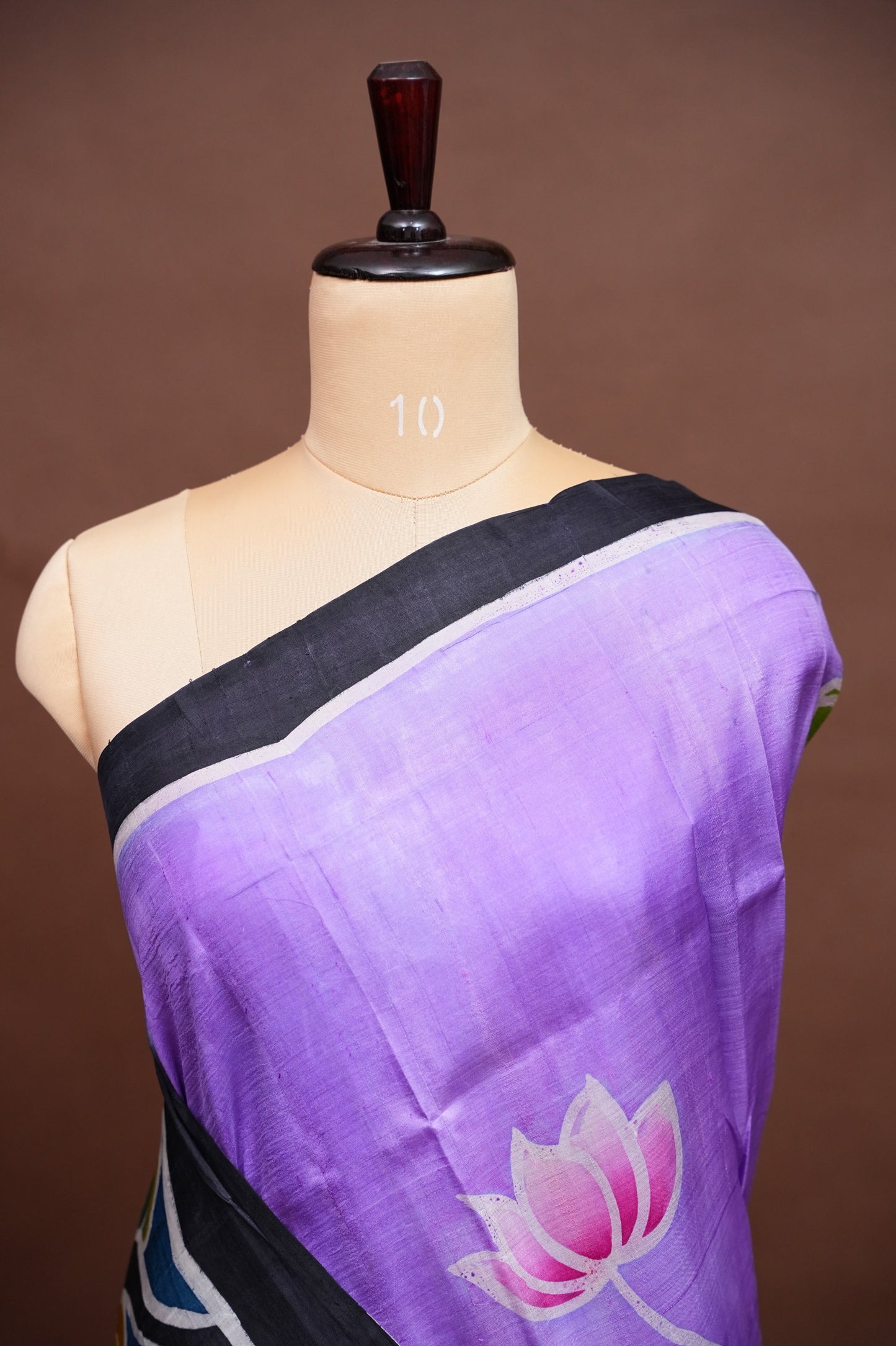 Purely Handpainted Batik Floral On Pure Tussar Silk Saree - Lavender|Silk Mark Certified