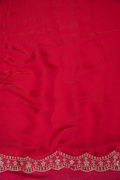 Rani Pink Party Wear Saree with Hand Embellished Scalloped Border