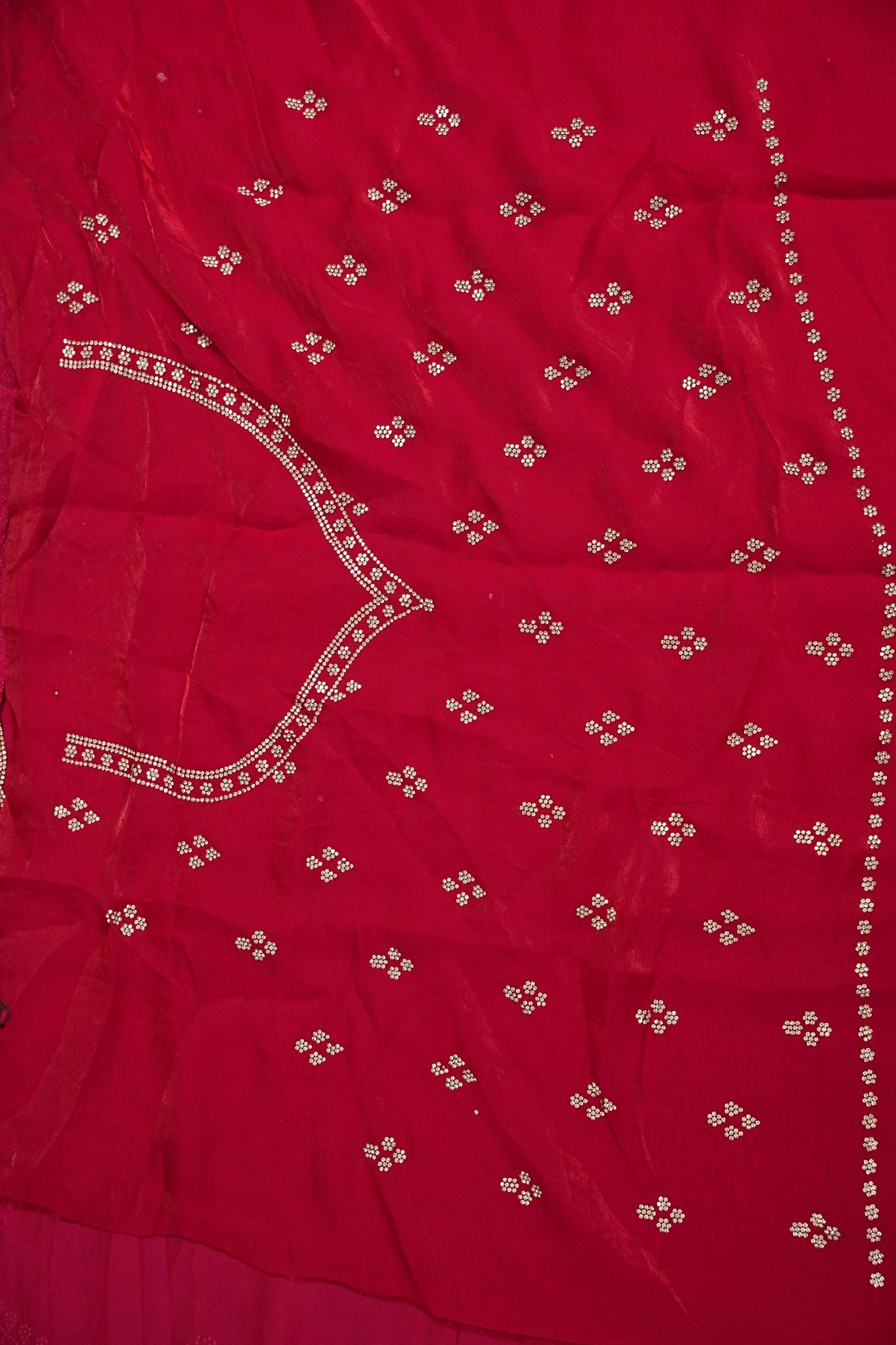 Rani Pink Party Wear Saree with Hand Embellished Scalloped Border