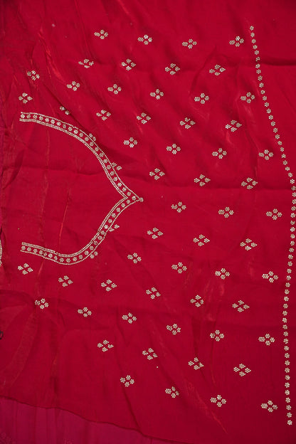 Rani Pink Party Wear Saree with Hand Embellished Scalloped Border