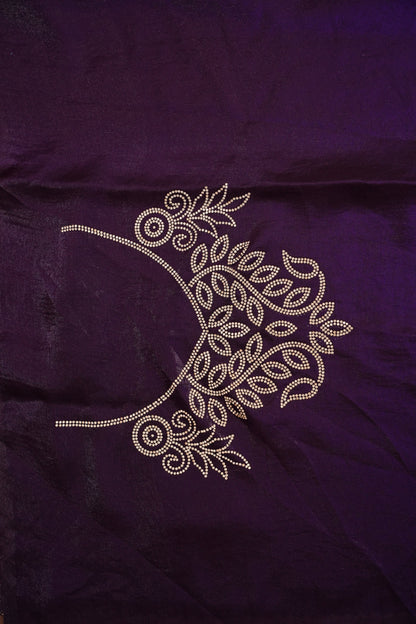 Royal Purple Party Wear Saree with Geometric Hand Embellished Border