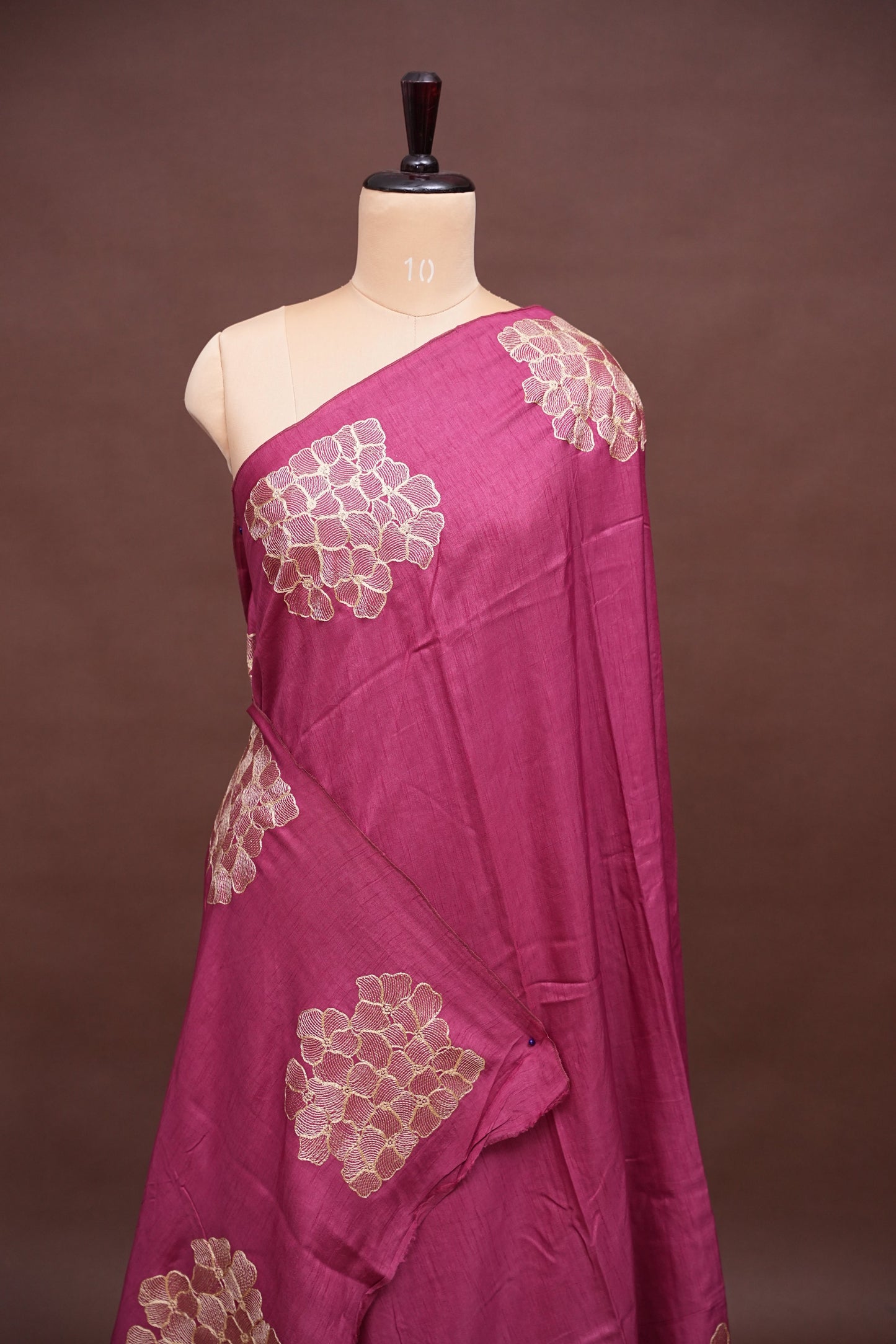 Tussar Banarasi Raw Silk Saree with Floral Zari Butta Weaving – Rose Pink
