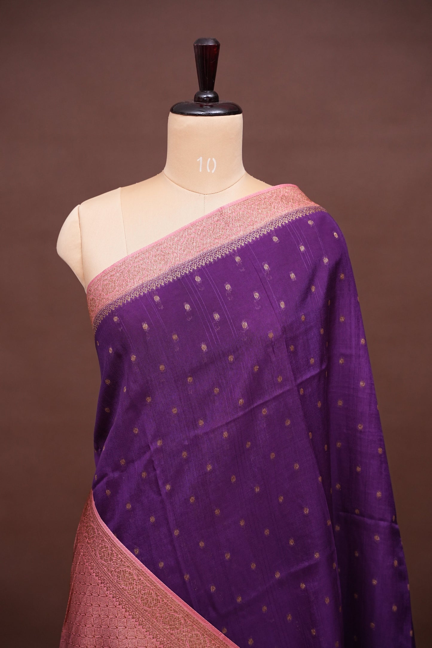 Tussar Banarasi Raw Silk Saree – Violet & Pink with Zari Border