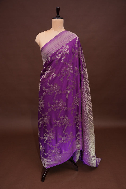 Georgette Silk Banarasi Saree - Violet