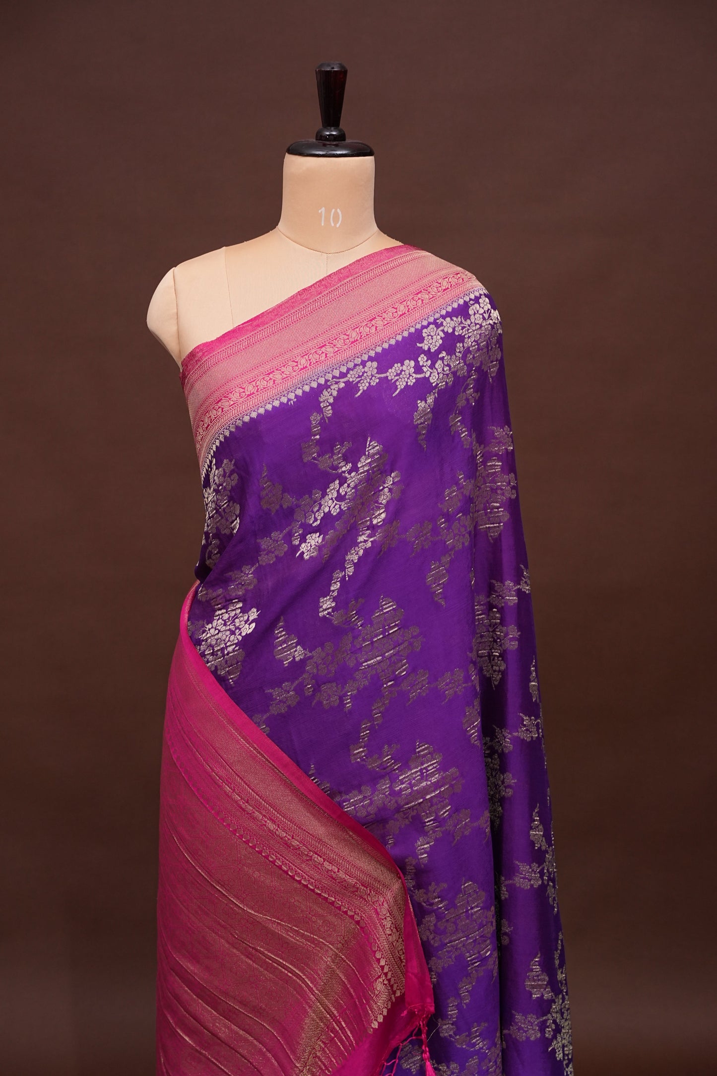 Georgette Silk Banarasi Saree - Violet & Pink