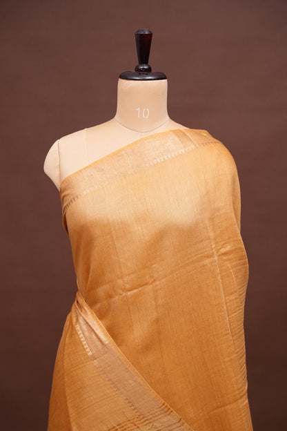 Plain Pure Tussar Silk Saree - Beige