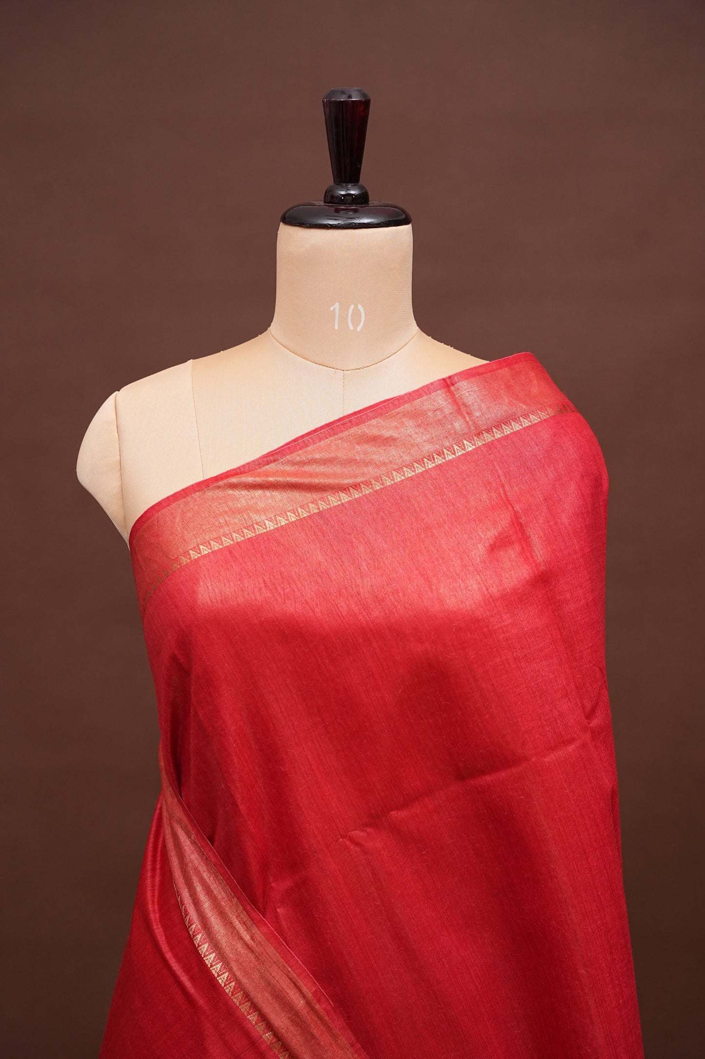 Plain Pure Tussar Silk Saree - Red