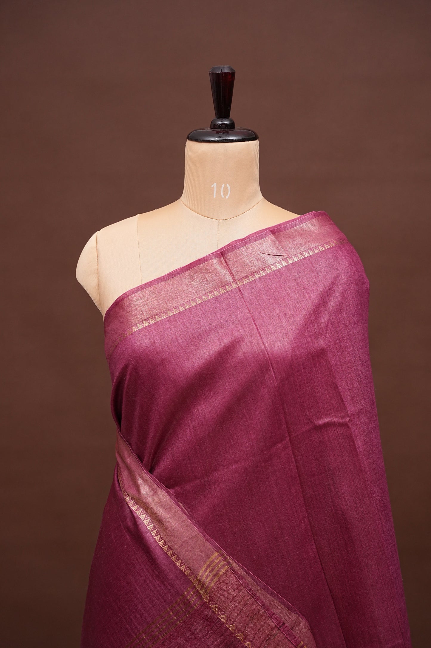 Plain Pure Tussar Silk Saree - Wine