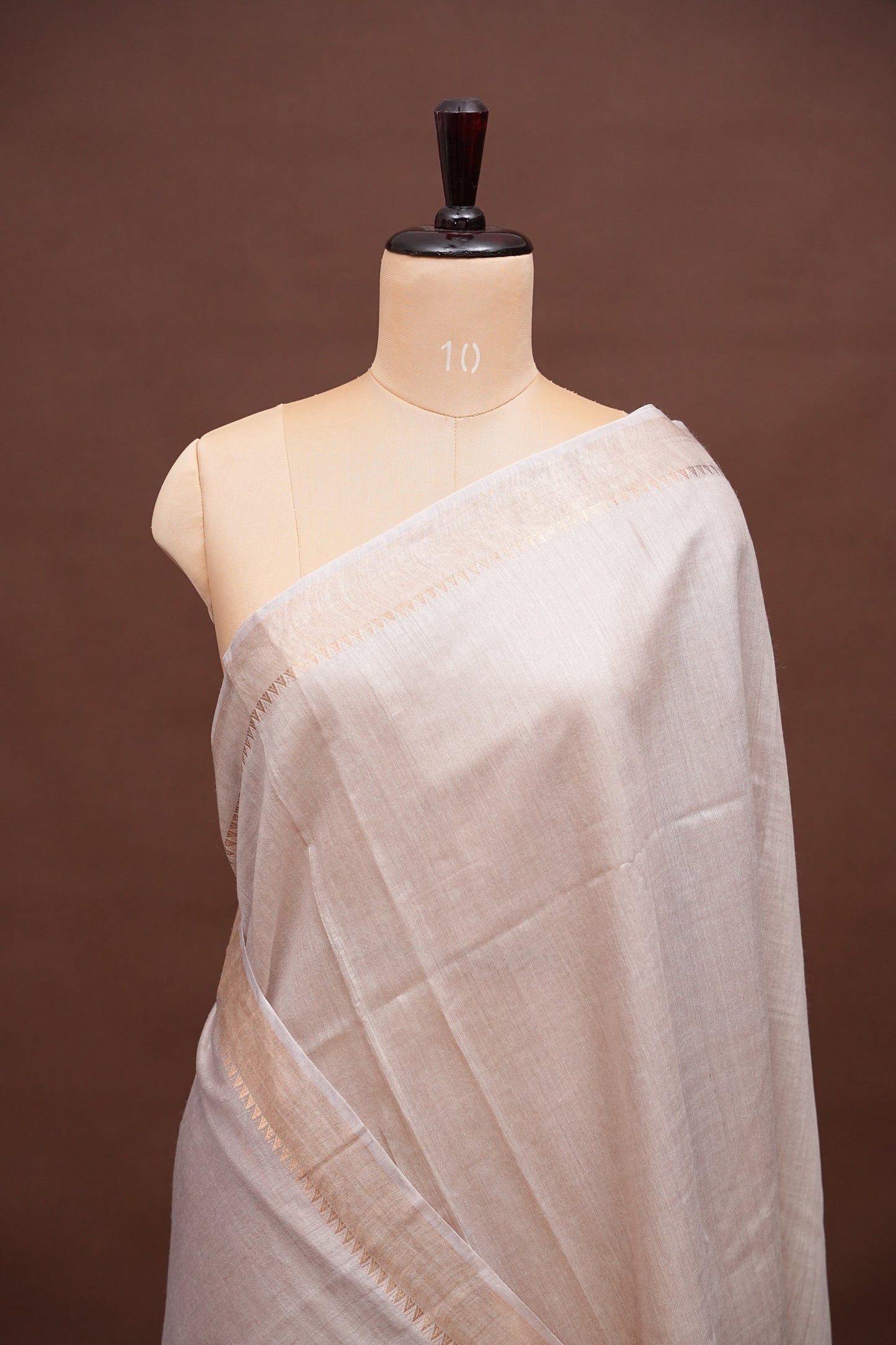Plain Pure Tussar Silk Saree - Half White