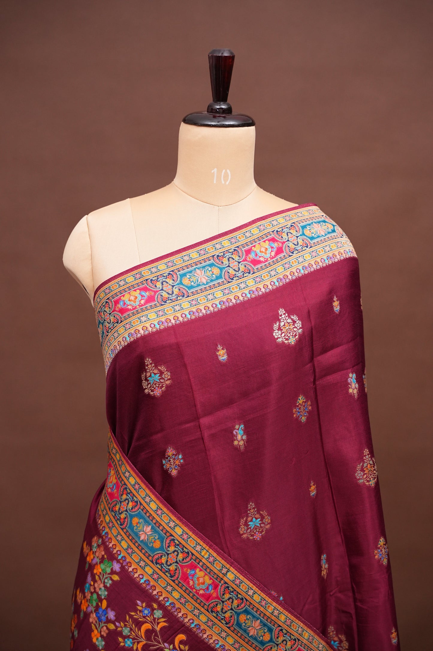 Kashmiri Pashmina Banarasi Story Telling Saree - Maroon