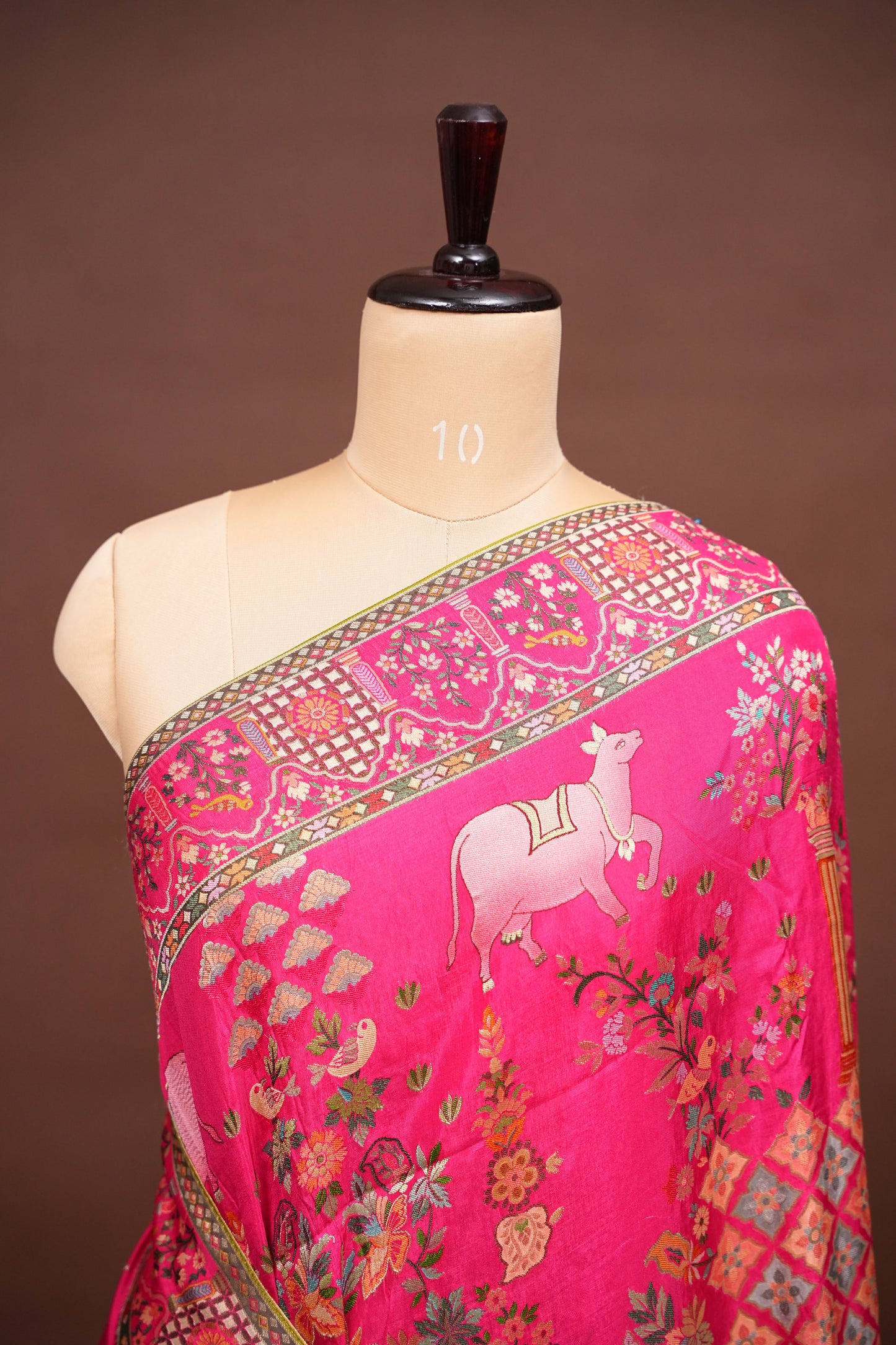 Kashmiri Pashmina Banarasi Story Telling Saree - Hot Pink