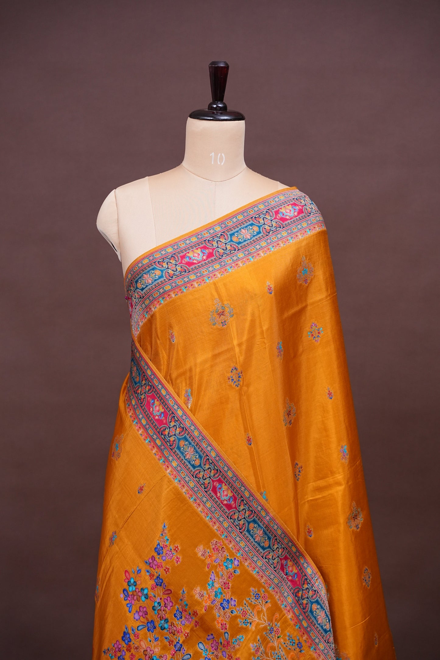 Kashmiri Pashmina Banarasi Story Telling Saree - Mustard Yellow