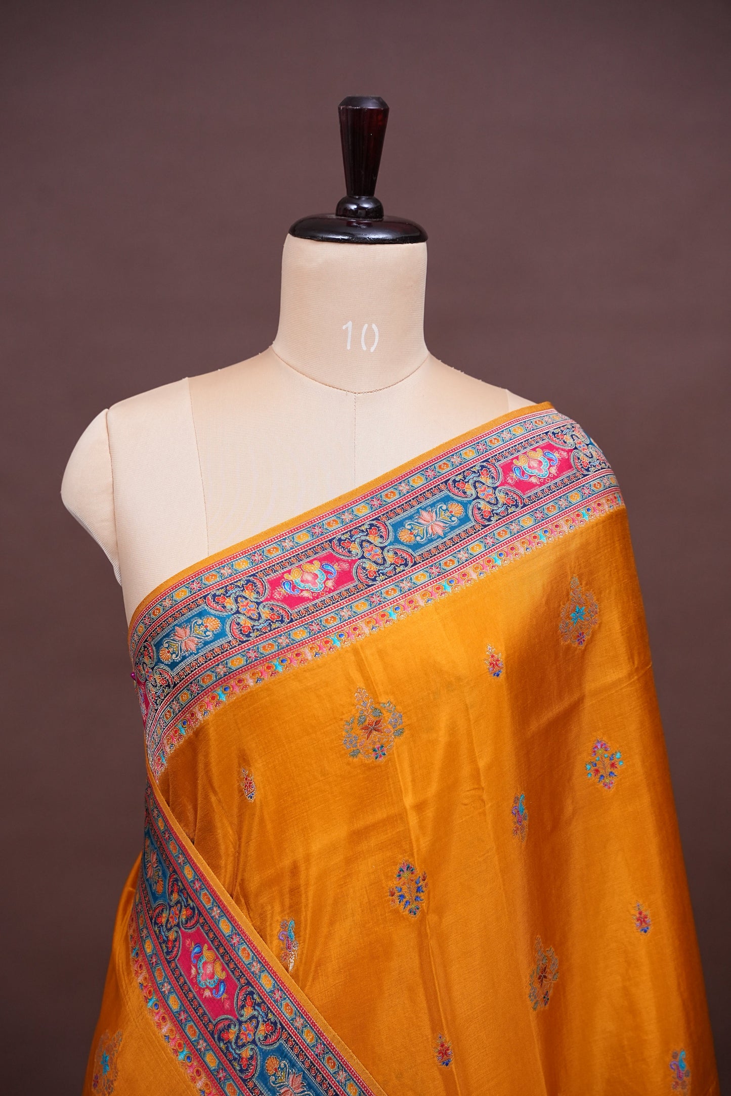 Kashmiri Pashmina Banarasi Story Telling Saree - Mustard Yellow