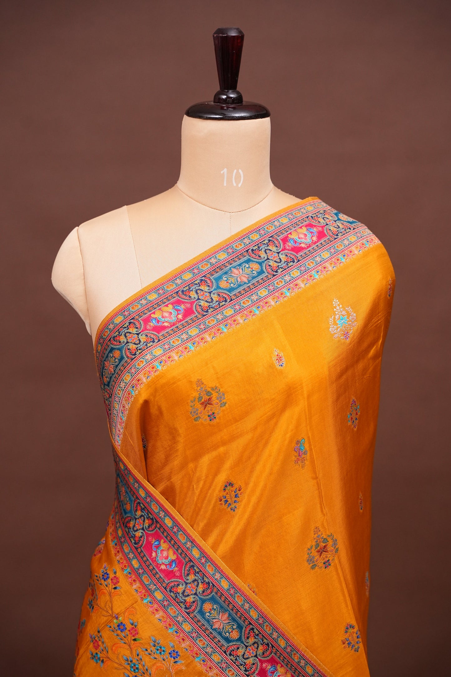Kashmiri Pashmina Banarasi Story Telling Saree - Mustard Yellow