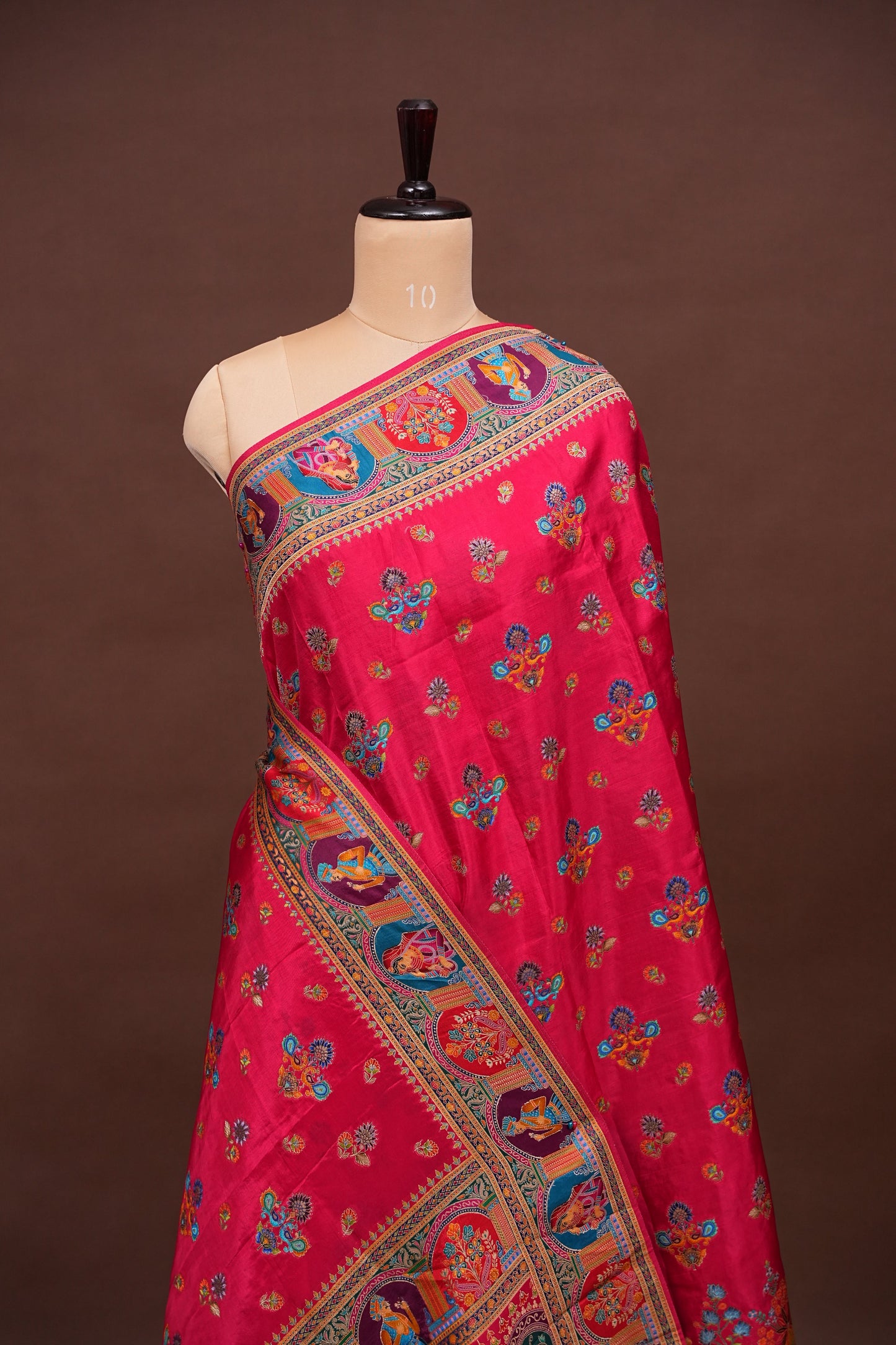 Kashmiri Pashmina Banarasi Story Telling Saree - Pink