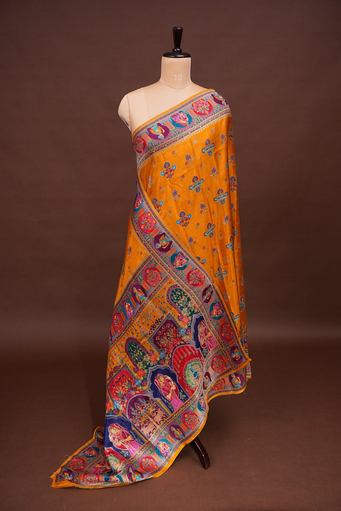 Kashmiri Pashmina Banarasi Story Telling Saree - Mustard Yellow