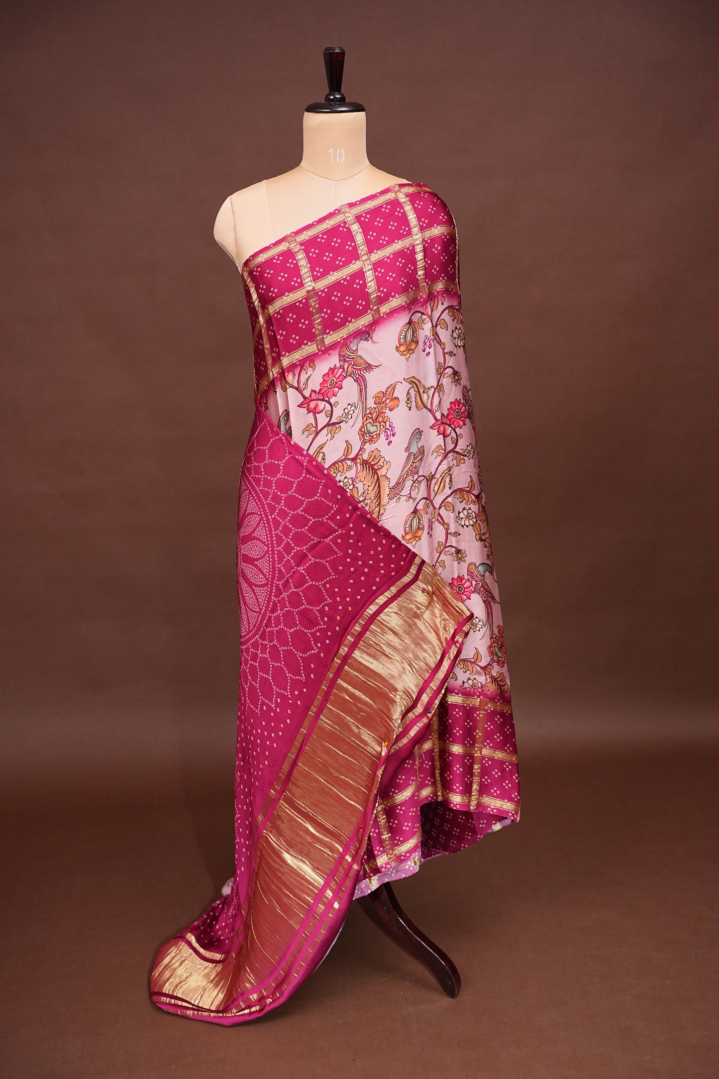 Bandhini Garchola Modal Silk Saree - Pink & PInk