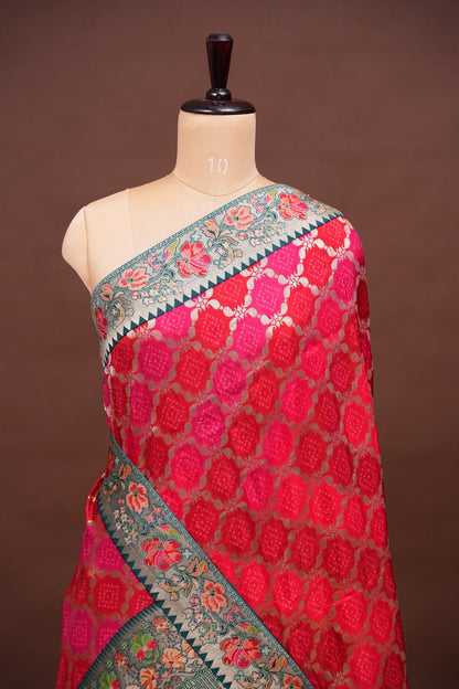 Kashmiri Pashmina Story Telling Banarasi Saree - Pink