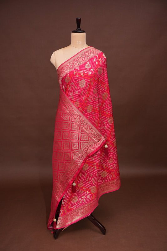 Kashmiri Pashmina Banarasi Story Telling Saree - Pink