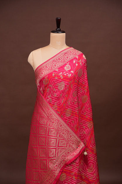 Kashmiri Pashmina Banarasi Story Telling Saree - Pink