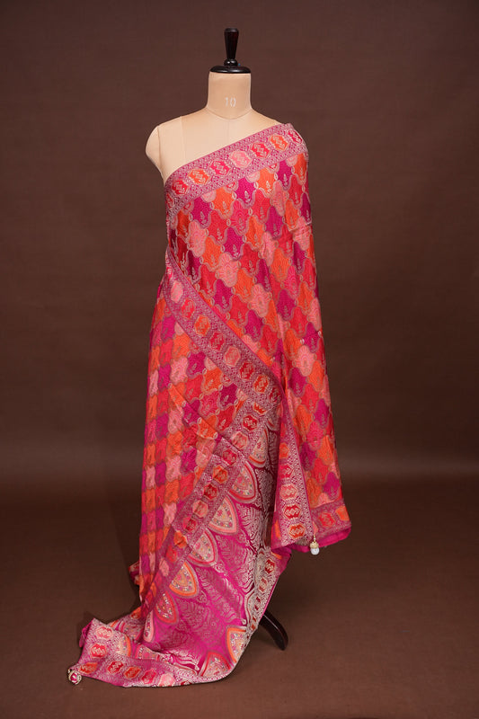 Kashmiri Pashmina Banarasi Story Telling Saree - Multicolored