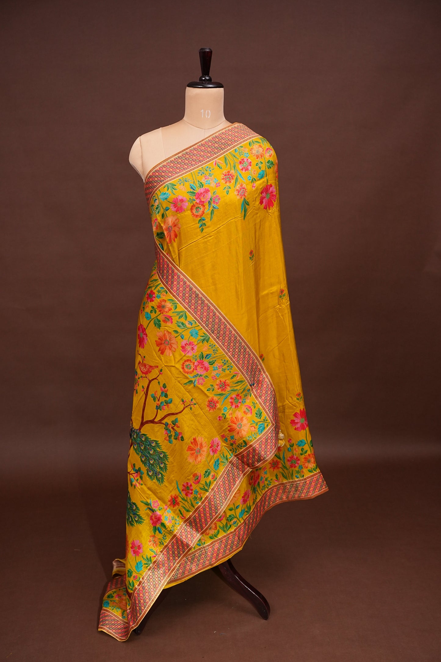 Kashmiri Pashmina Banarasi Story Telling Saree - Yellow