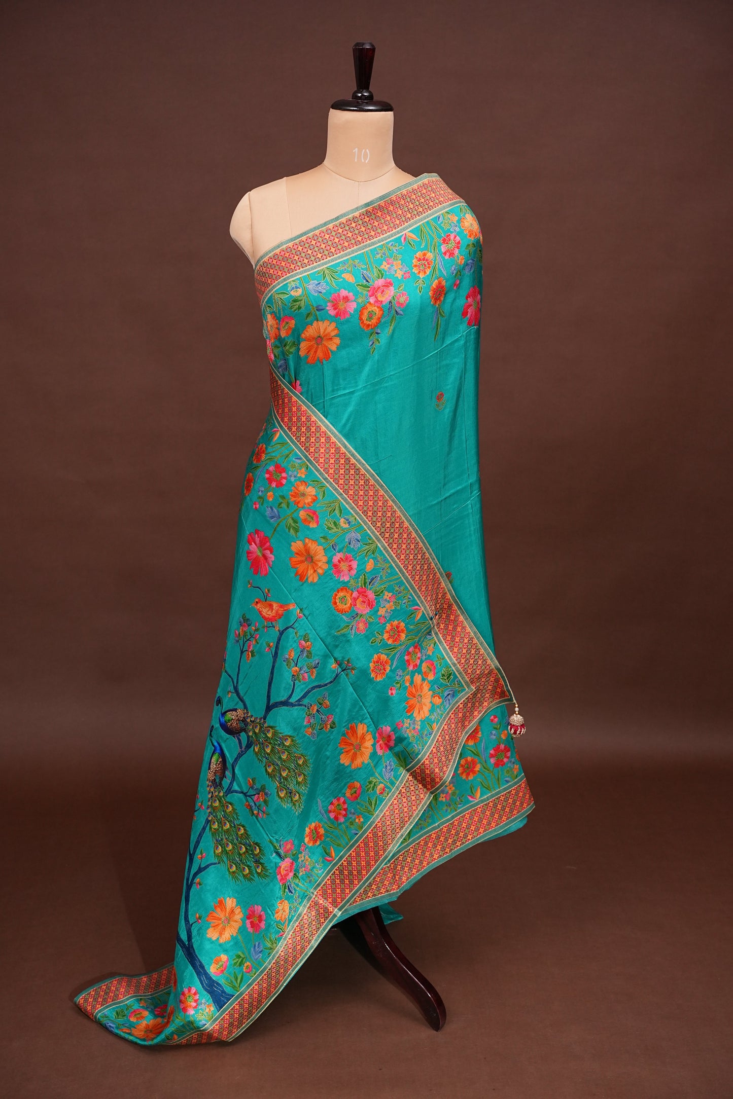 Kashmiri Pashmina Banarasi Story Telling Saree - Black