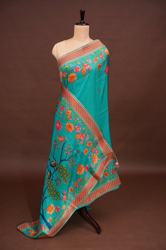 Kashmiri Pashmina Banarasi Story Telling Saree - Black