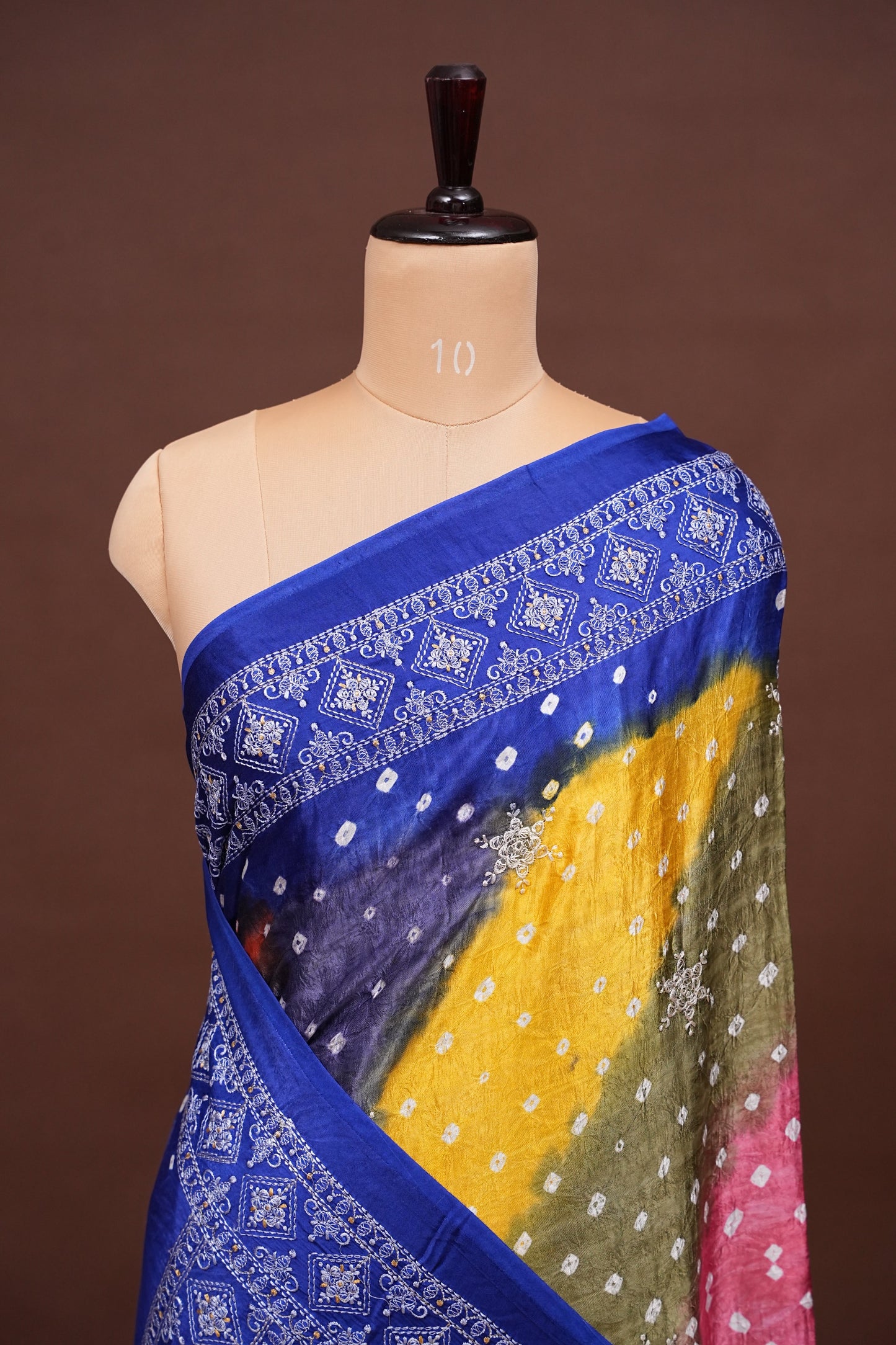 Pure Gajji Silk Bandhini Saree - Multicolor
