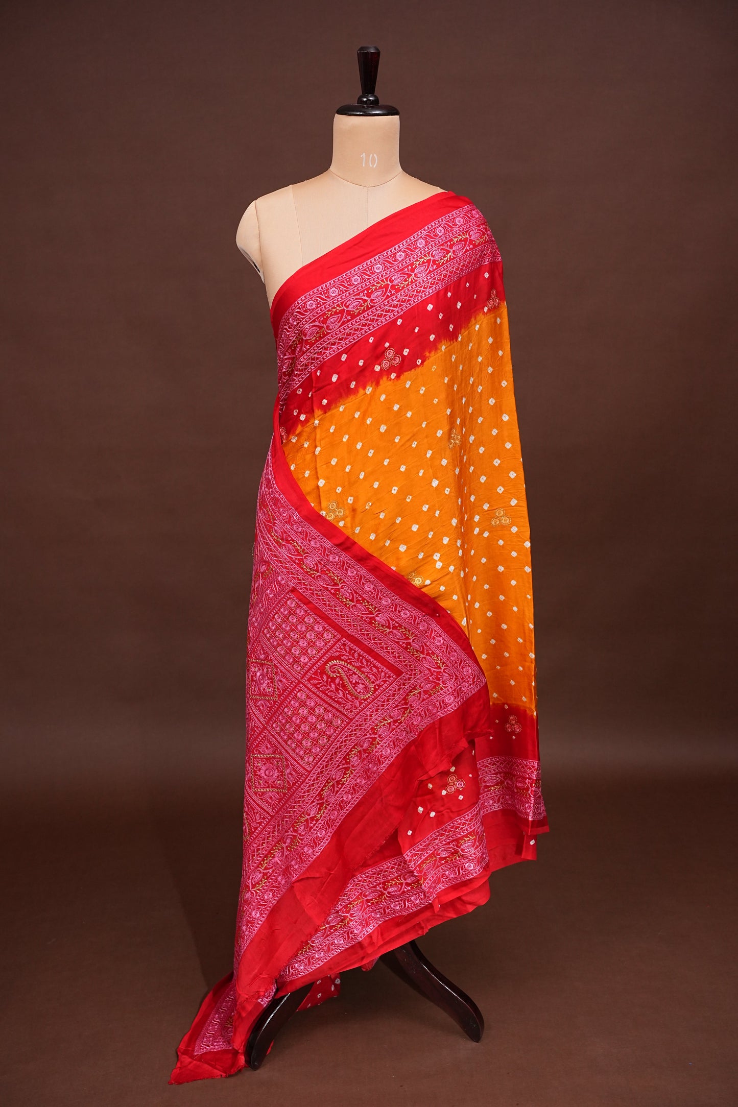 Pure Gajji Silk Bandhini Saree - Yellow