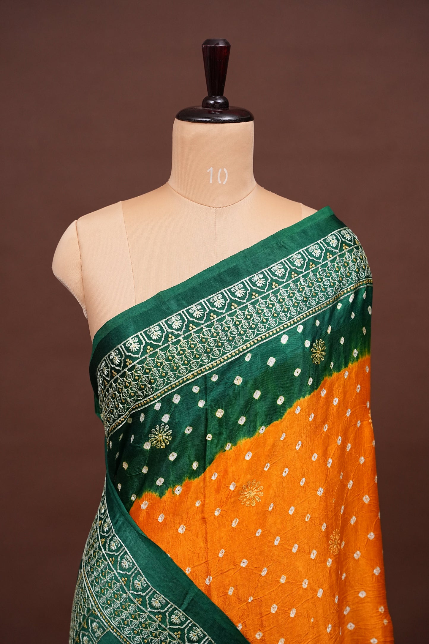 Pure Gajji Silk Bandhini Saree - Yellow