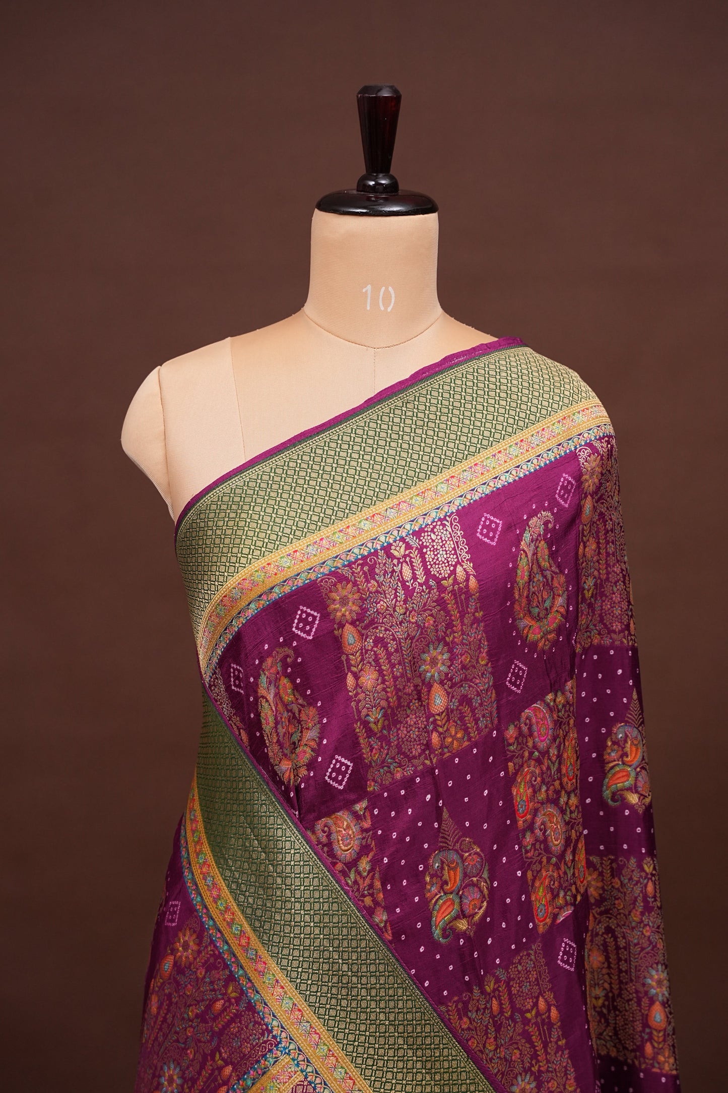 Kashmiri Pashmina Banarasi Story Telling Saree - Wine