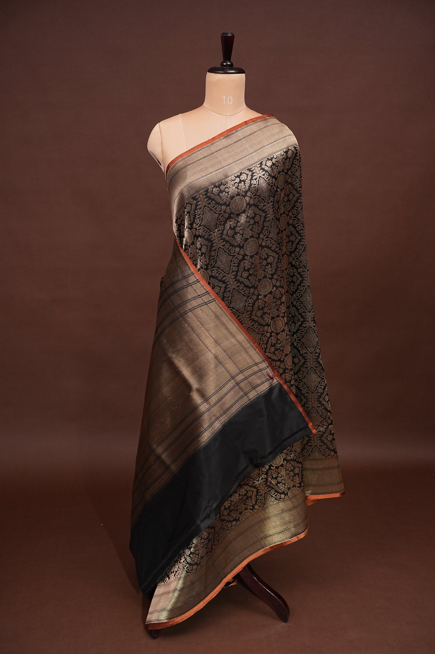 Pure Handloom Silk Katan Banaras Saree - Black|Silk Mark Certified