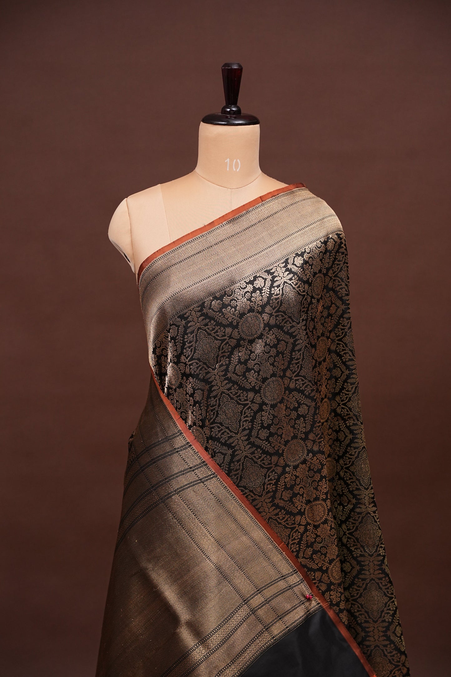 Pure Handloom Silk Katan Banaras Saree - Black|Silk Mark Certified