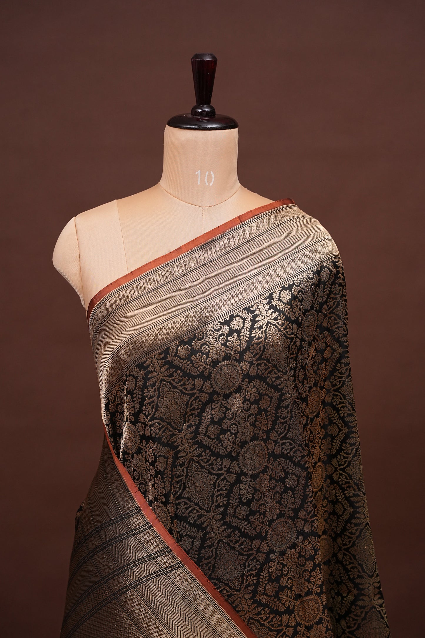 Pure Handloom Silk Katan Banaras Saree - Black|Silk Mark Certified