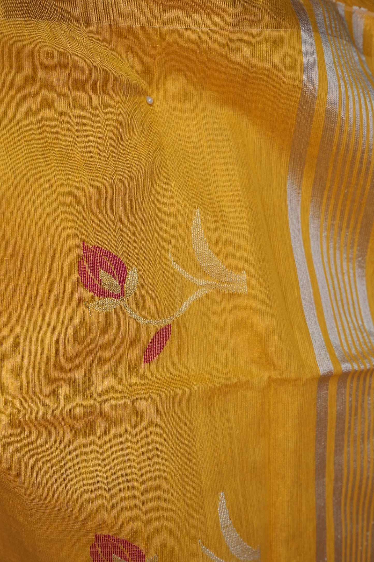 Tissue Linen Saree with Tassles - Yellow