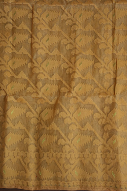 Handloom Jamdani Cotton Saree - Light Brown