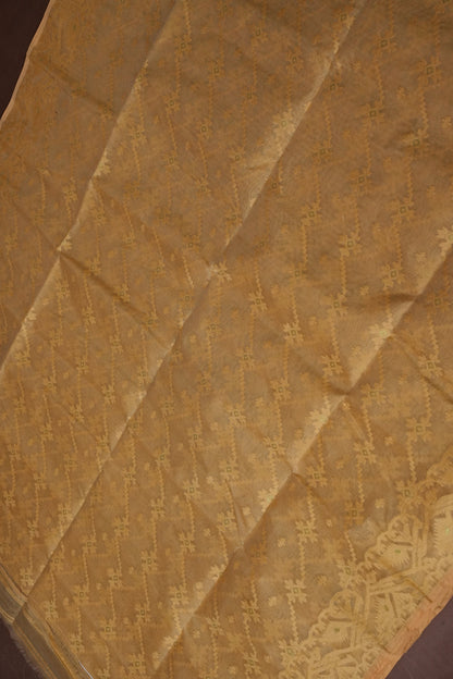 Handloom Jamdani Cotton Saree - Light Brown