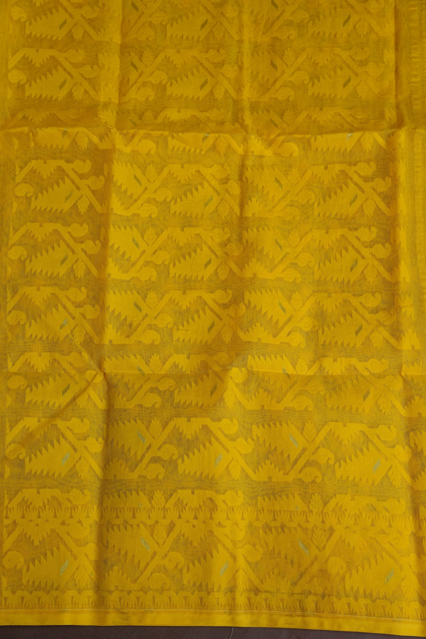 Handloom Jamdani Cotton Saree - Turmeric Yellow